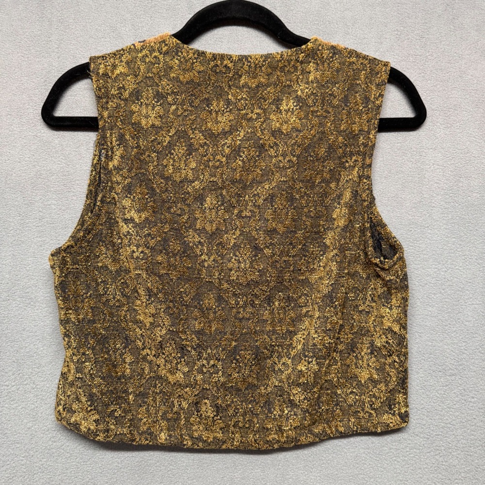 Vtg? Tapestry Brocade Boho Vest Tassel Zip Front S/M? Cottage Fairy Ren Faire - Picture 2 of 13